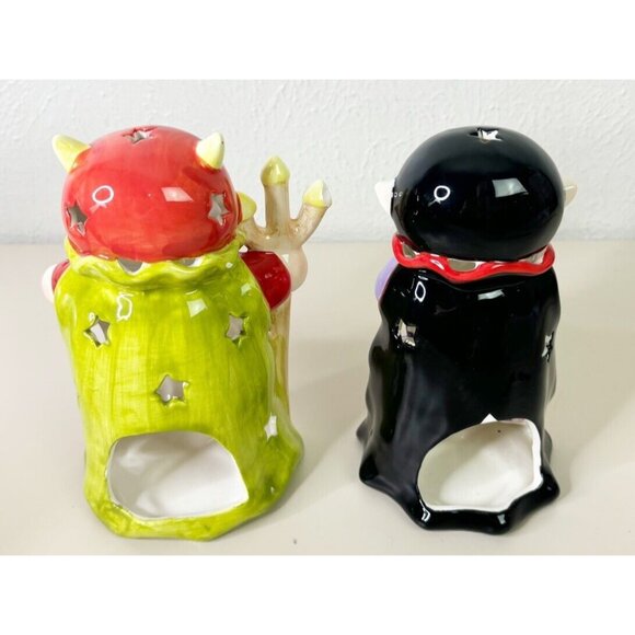 VTG Dennis East 7.5" Devil And Vampire Porcelain Halloween Votive Holder EUC - Picture 7 of 8